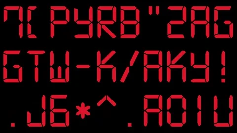 Randomly Changing Alphanumeric Red Digital Characters in 3 Rows on Black bg Stock Footage 282485567