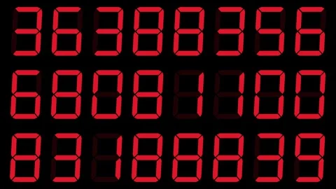 Randomly Changing Eight-Digit Red Digital Numbers in Three Rows on Black bg Stock Footage 282485566