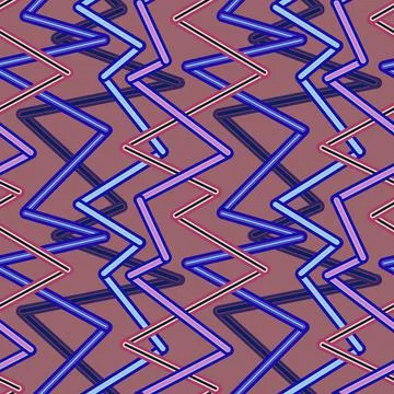 Randomly crossing colored lines located zigzag making pattern.Mauve backgroun Stock Illustration