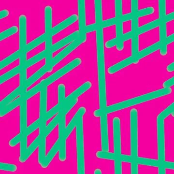 Randomly crossing lines making pattern. Apple green, pink colors Stock-Illustration