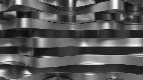 Randomly distorted metal surfaces. Wave displacement of relfective surface. 3 Stock Illustration