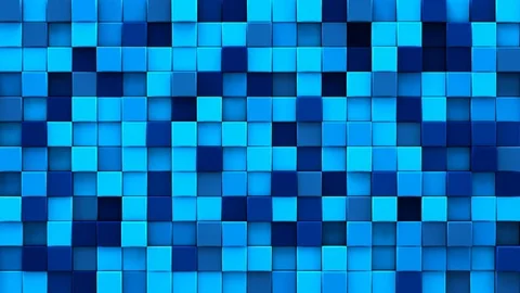 Randomly extruded blue cubes 3D render loopable animation 4k UHD (3840x2160) Stock Footage 75635354