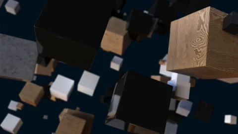 Randomly falling and floating cubes Stock Footage 160184582