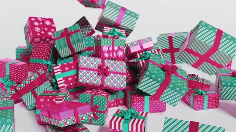 Randomly falling down gifts or present boxes animation Video stock 163552988
