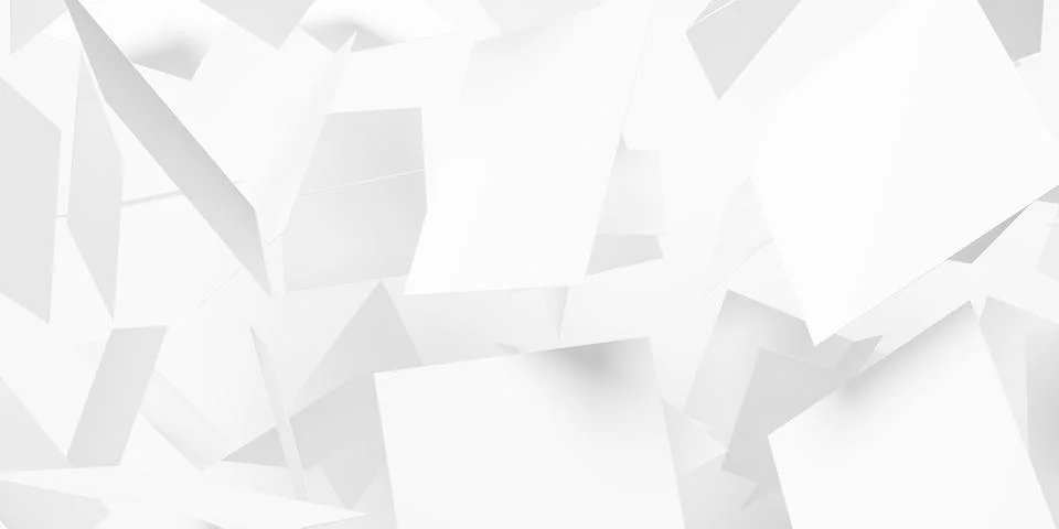Randomly floating square planes on white background geometry wallpaper banner イラスト素材