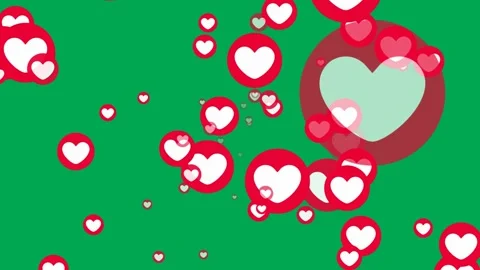 Randomly flowing red heart love icon animation overlay from the center. Video stock 317409343