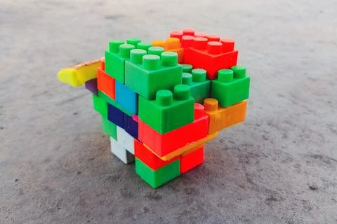 Randomly Made Design with Toy Building Blocks Stock Photos
