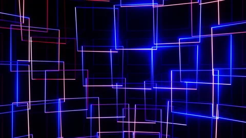 Randomly moving multicolored squares. Looping animation. 動画素材 196577099