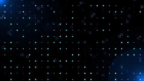 Randomly moving square and dots background with light leaks. Digital high t.. Stock Illustration