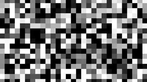 Randomly pixelated. Looped achromatic video footage. Seamless mosaic animation Stock Footage 69803247