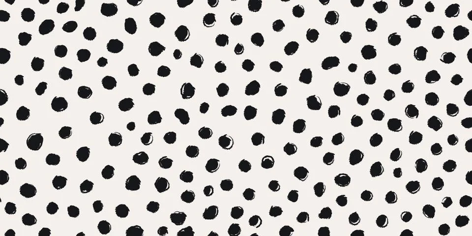 Randomly placed polka dots, hand drawn spots Seamless pattern with doodle cir Stock Illustration