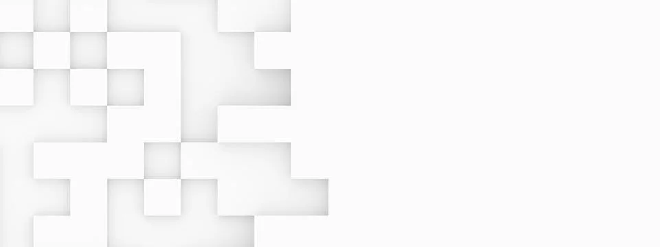 Randomly positioned inlay white square cube boxes block background wallpaper  Illustrazione stock