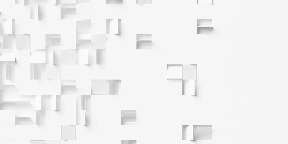 Randomly rotated white square flaps on white background wallpaper banner fl.. Stock Illustration