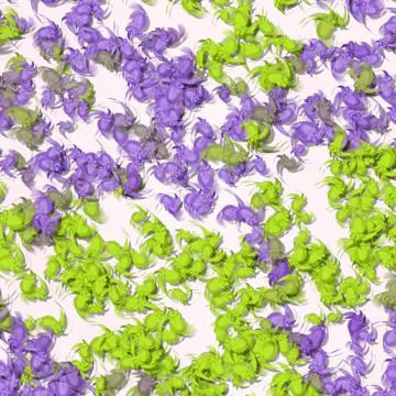 Randomly scattered abstract shapes in violet and green Stock Illustration