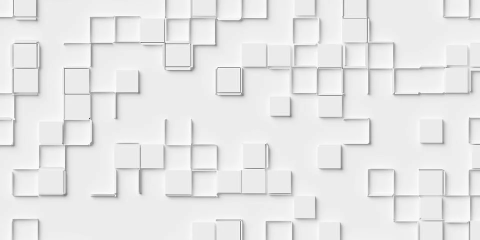 Randomly scattered irregular beveled white square polygons pattern backgrou.. Stock Illustration