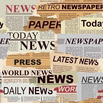 Randomly scattered scraps of old newspapers. Seamless pattern Stock Illustration