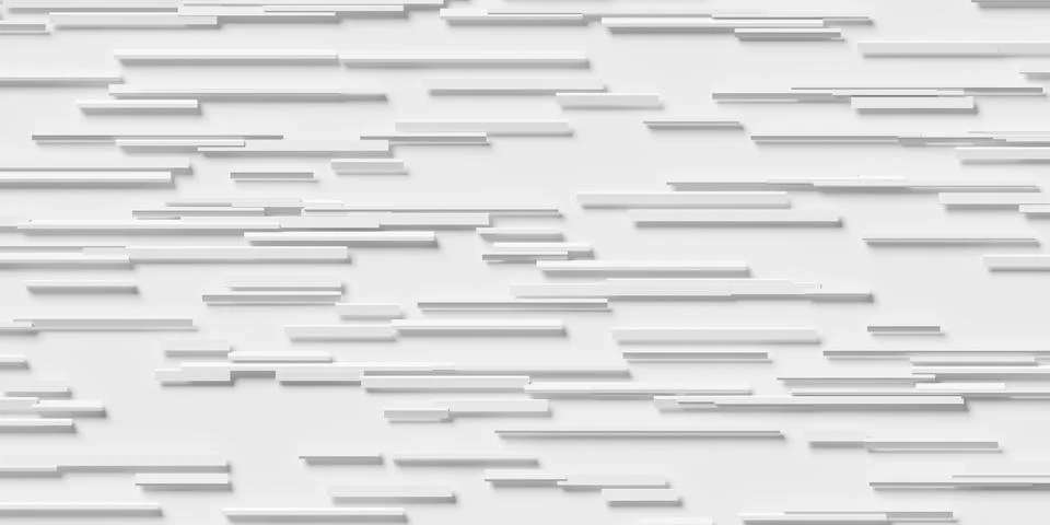 Randomly shifted lines or rectangle cubes geometrical white background wall.. Stock Illustration