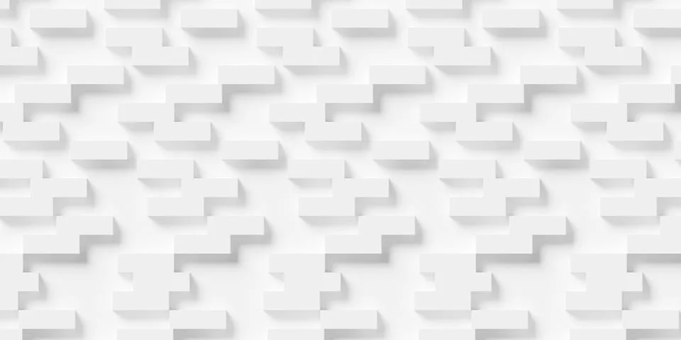 Randomly shifted lines of white rectangles or blocks geometry background wa.. Stock Illustration