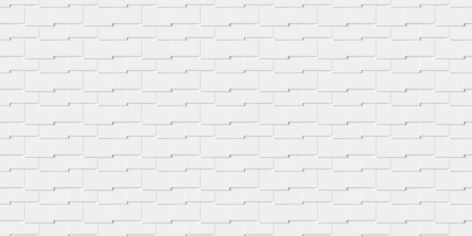Randomly shifted white rectangle or box roof shingles polygons pattern back.. Stock Illustration