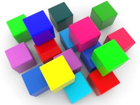 Randomly stacked colorful cubes イラスト素材