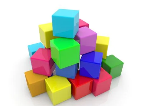 Randomly stacked cubes in various colors Stock Illustration