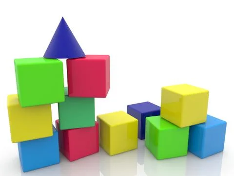 Randomly stacked toy cubes Stock Illustration