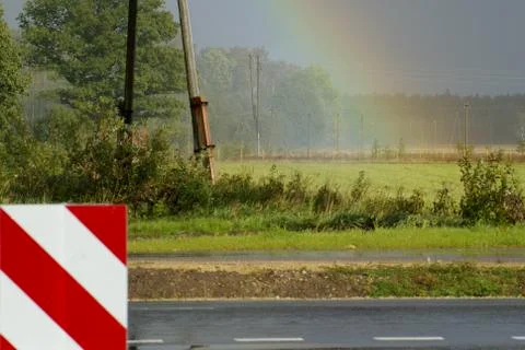 The Randu Meadows, rainbow on road Stock Photos