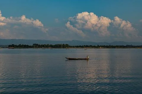 Rangamati mountain range beside calm lake Stock Photos