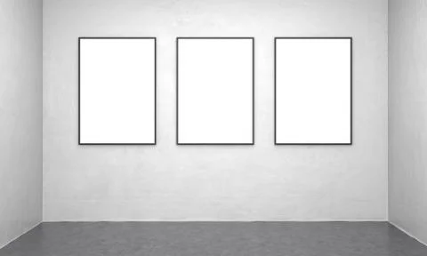 A range of blank banners with black frames, 3d rendering 스톡 사진