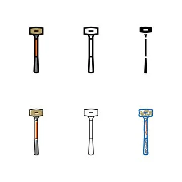 Range brass hammer tool color icon vector Stock Illustration