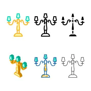 Range candlestick retro color icon vector color Stock Illustration