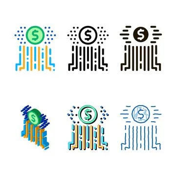 Range cash flow icon vector outline Stock Illustration