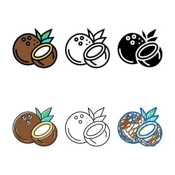 Range coconut exotic nut color icon vector Stock Illustration
