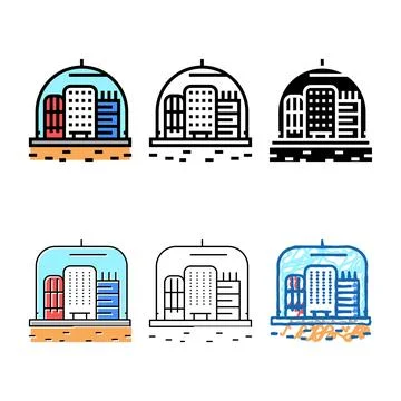Range cosmic city under dome color icon vector イラスト素材