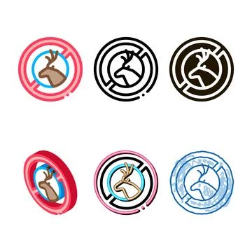 Range deer cross out icon vector outline 库存插图