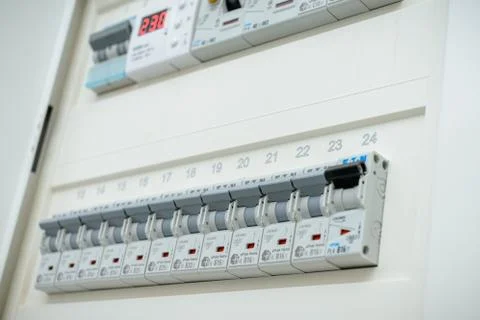 A range of different modular electrical devices in the appartment Stock Photos