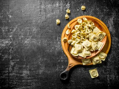 Range of different types of raw paste. Stock Photos