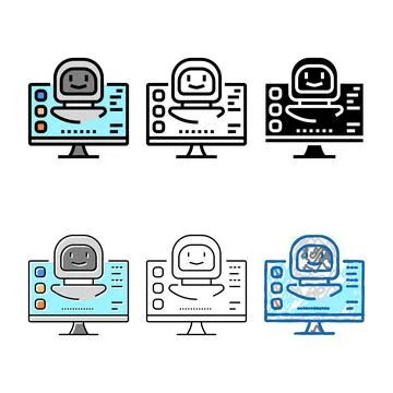 Range digital robot color icon vector Stock Illustration