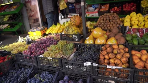Range  at the fruit and vegetable market in Batumi, Adjara, Georgia Stock Footage 220485050