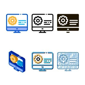 Range gear on display icon vector outline Illustrazione stock