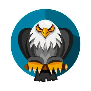 Range of icon design with the American eagle, rendered in flat design Illustrazione stock