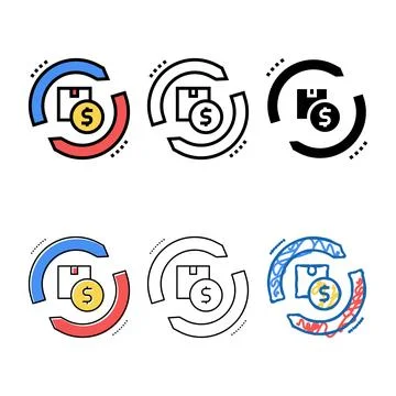 Range import and export package color icon vector Stock Illustration