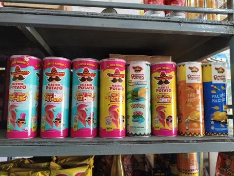 A range of Master Potato brands of flavored chips Stock Photos
