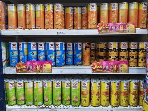 A range of Master Potato brands of flavored chips Stock Photos
