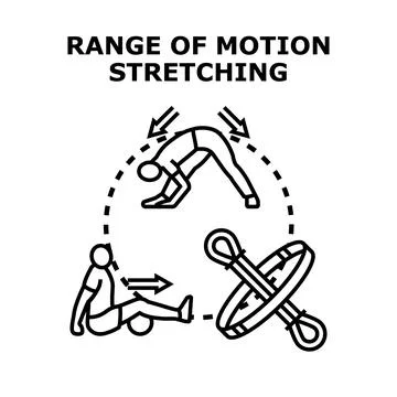 Range of motion stretching exercise and flexibility concept Stock Illustration