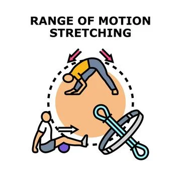 Range of motion stretching exercise and flexibility concept Stock Illustration
