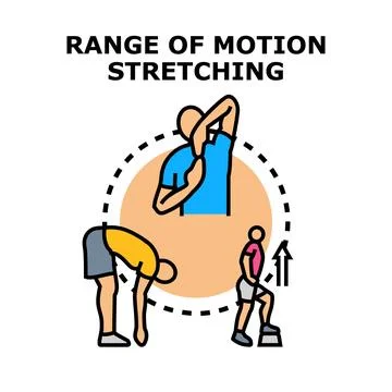 Range of motion stretching exercises improving flexibility Stock Illustration