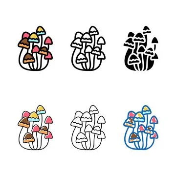 Range mushrooms boho color icon vector Stock Illustration