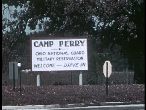 A range officer gives the firing command at a shooting competition in 1946. Stock Footage 75299999