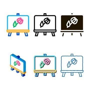 Range painted picture flower icon vector outline Stock Illustration